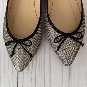 J.Crew Gemma Glitter Flats, metallic gold/silver sz 8